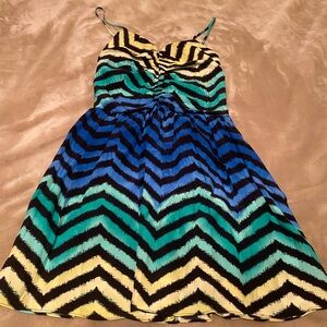 Parker Silk Chevron Stripe Dress